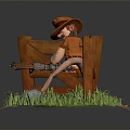 Modern anime character Denim farmer 3d model