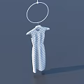 White Checkered Dress Hanging on a Hanger with a Ring 3d model