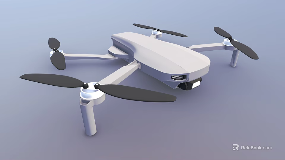White Aerial Drone With Four Propellers And Camera For Aerial Photography 3d model