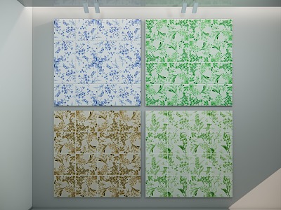 Tile Blue and White Porcelain Pattern White Drawing Landscape Draft Seamless Collage Mosaic Traditional Pattern Wall Jewelry Green Natural Wind model