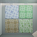 Tile Tile Blue and White Porcelain Pattern White Drawing Landscape Draft Seamless Collage Mosaic Traditional Pattern Wall Jewelry Green Natural Wind 3d model