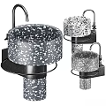 Modern Terrazzo Washbasin With Gray White Speckles And Metal Faucet Circular Shelf