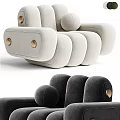 Modern Single Sofa Interior Design In Green And Beige With Rounded Shape And Metal Buttons