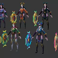 Futuristic Game and Movie Character Design With Neon Accents and Cross Shaped Weapon