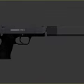 Modern Tactical Black Pistol With Silencer Metal Frame And Ergonomic Grip