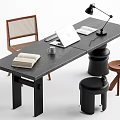 Middle style desk and chair combination 3d model