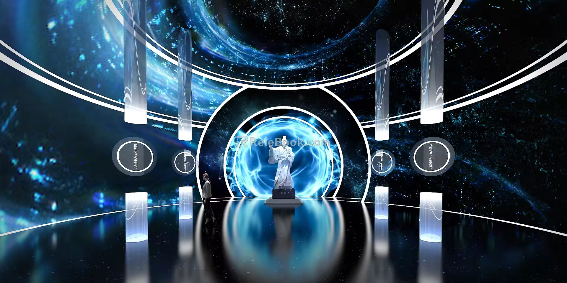 Circular booth Immersive space Circular temporary exhibition science and technology booth Circular science and technology space 3d model