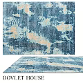 Modern Blue And Beige Square Rug With Abstract Pattern For Home Decor