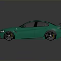 Green Sports Sedan With Black Wheels Rear Spoiler And Aerodynamic Design