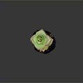 Succulent Plant With Stacked Green Leaves Red Edges In Black Pot Against Dark Background
