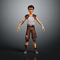 3D Young Male Character In White Vest Brown Shorts Knee Pads And Wrist Guards