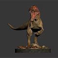 Detailed Tyrannosaurus Rex Dinosaur Model Standing With Open Mouth On Base