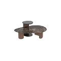 Modern Curved Coffee Table With Marble Top And Wooden Base