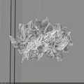 White Ruffled Fabric Chandelier Modern Minimalist Interior With Flowy Petal Design 3d model