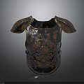 Ancient Metal Armor Breastplate With Intricate Floral Carvings And Gold Accents 3d model