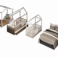 Various House Shaped Children's Bed With Canopy And Cozy Mattress