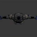 Futuristic Robot Armor Design With Metallic Silver Blue And Yellow Accents