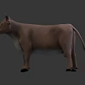 Realistic Brown And White Cow Figurine Standing On Gray Surface