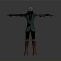 Futuristic Robot Character With Green Glowing Head And Mechanical Outfit