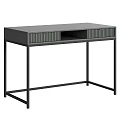 Modern Home Desk Design With Grey Drawers And Black Metal Frame