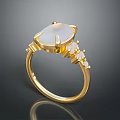 Luxury Gold Ring With White Gemstone And Exquisite Design For Daily Use