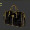 Black Crocodile Pattern Handbag With Top Handle And Shoulder Strap Metal Hardware 3d model