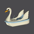 Swan Shaped Wooden Boat With White Body Orange Beak Blue Edge Seat Paddle And Wings