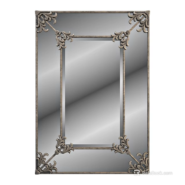 Ornate Vintage Style Wall Mirror With Intricate Carved Frame Details 3d model 
