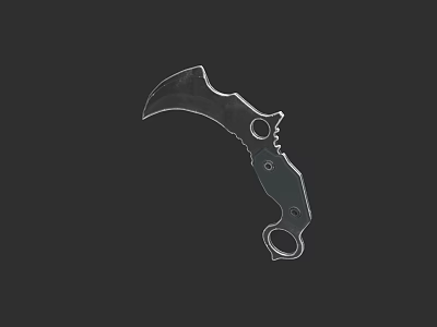 Tactical Weapon Featuring Curved Blade and Metal Handle with Ring Grip 3d model