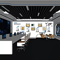 Modern Monitoring Room Interior Featuring Multiple Screens Control Desk Office Chairs Charts And World Map