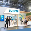 Modern LUCITE Exhibition Booth With Open Structure Green Plants And Visitor Displays