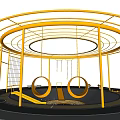 Yellow Multi Ring Pergola Structure With Swings And Playground Ground Design