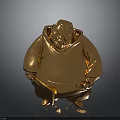 Golden Laughing Buddha Figurine With Chubby Body And Shiny Polished Surface