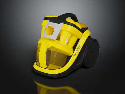Yellow Portable Home Cleaning Daily Electrical Appliance With Wheels And Modern Design 3d model