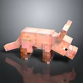 Pixelated Pink Piglet 3D Rendered Model With Glossy Reflection Effect