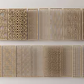 Elegant Room Dividers With Various Intricate Laser Cut Patterns And Golden Frames 3d model