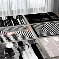 Modern Square Rugs With Various Black White Geometric Abstract Patterns For Home Decor 3d model