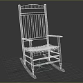 Wooden Rocking Chair With Slatted Backrest Armrests And Curved Rocking Base
