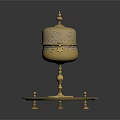 Luxurious Golden Coffee Table Featuring Intricate Carvings And Elegant Ornate Base Design