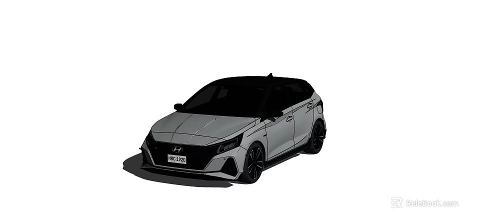 Modern Silver Hatchback Car With Sleek Design Black Wheels And Front Grille 3d model 
