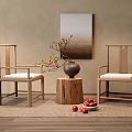 Casual table and chair combination 3d model