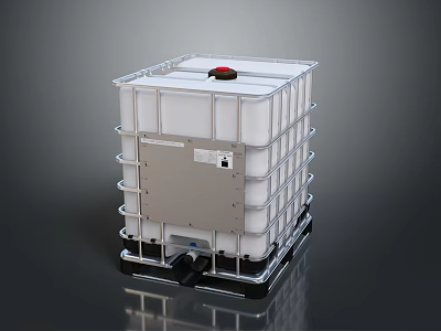 Household Storage Tank With Square Structure Red Lid Metal Frame And Bottom Valve 3d model