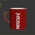 Red Ceramic Nescafe Mug With Classic Handle And Brand Logo Design