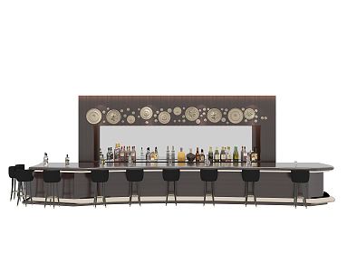 Modern Bar Chair Combination Bar Counter 3d model