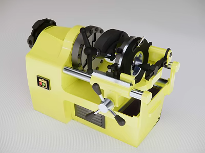 Yellow Industrial Pipe Threading Machine With Clamping System And Efficient Operation 3d model