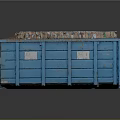 Blue Dumpster Filled With Stacked Recycled Paper And Cardboard Materials
