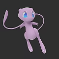 Cute Pink Pokémon Character with Blue Eyes and Long Tail in Floating 3D Render