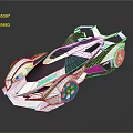 Futuristic Sleek Race Car with White Blue Body Transparent Cockpit and Aerodynamic Design