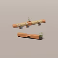 Modern Wooden Tree Planter Design With Long Curved Structure And Small Plants