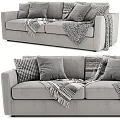 Gray Sofa Interior With Patterned Pillows And Cozy Knitted Blankets 3d model